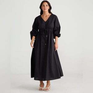 Brave & True black cotton midi Daylight Dress, size Medium